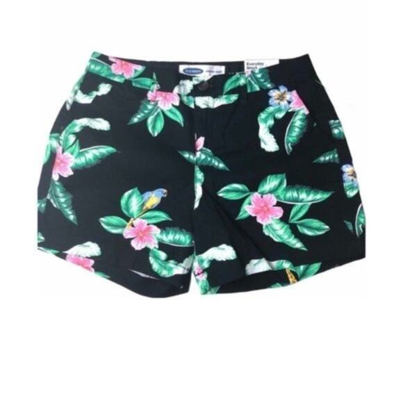 Old Navy Tropical Print Khaki Shorts Size 0 - Picture 1 of 9